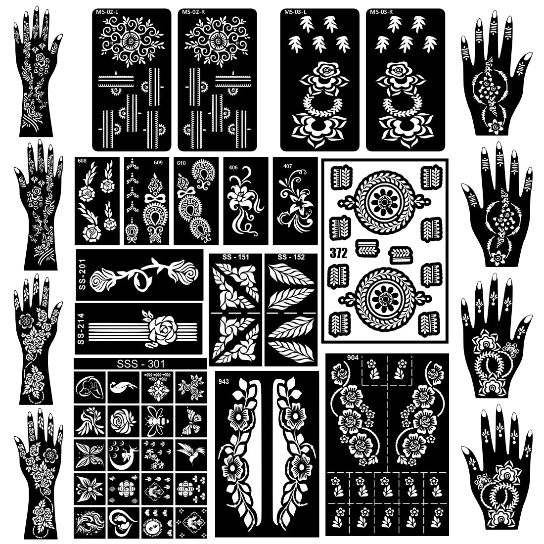 Beautiful Combo Mehndi Stencil Sticker With Beautiful Flower Design For All Festival