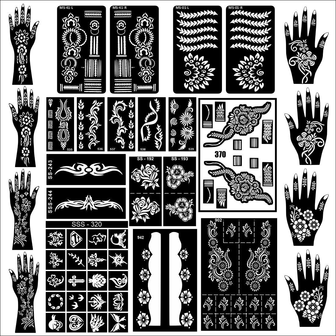 Beautiful Combo Mehndi Stencil Sticker With Elegant Design For Both Hand