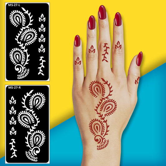 Back Hand Classic Henna Tattoo Sticker for a Traditional Look Stencil Mahndi Sticker One Set For Each Hand