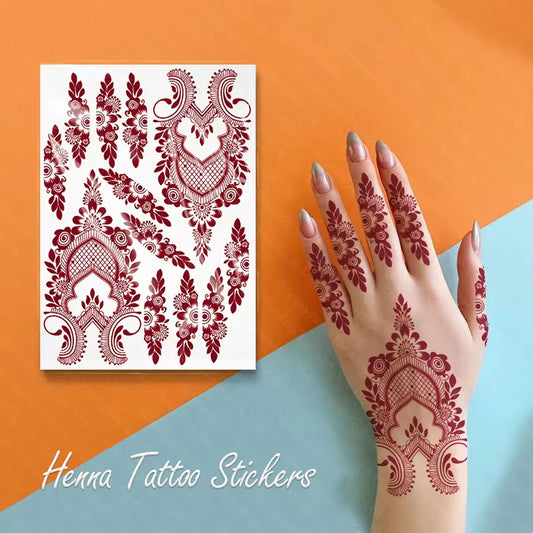 Flower With Leaves Henna Mehndi Temporary Tattoo Sticker For Girls & Women Temporary Mehndi Tattoo Sticker