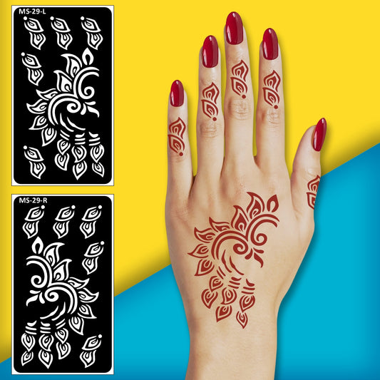 Beautiful Heart and Leaf Great for All Occasions and Easy to Use Stencil Mehndi Sticker One Set For Each Hand