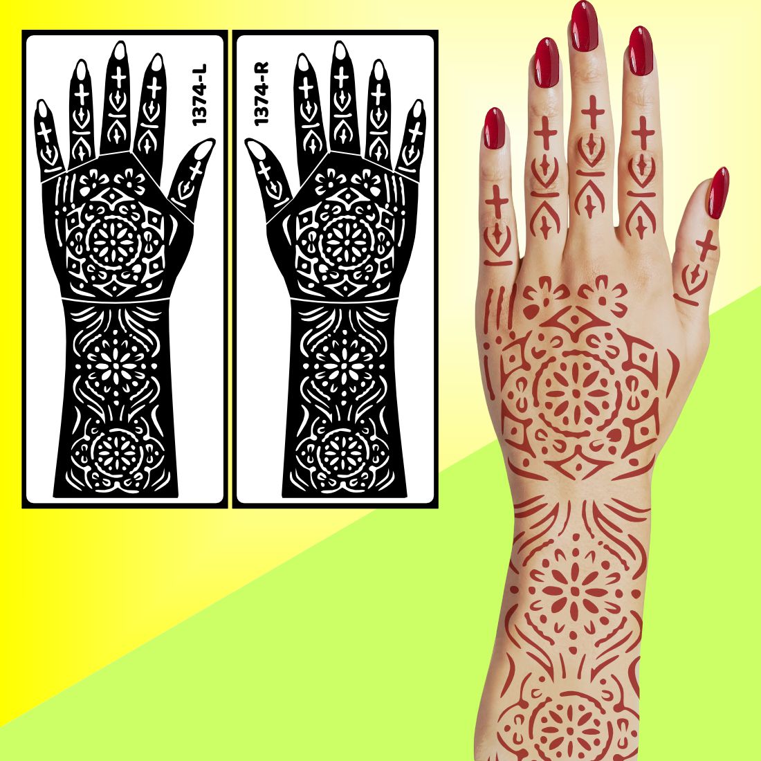Traditional Indian Wedding Bridal Mehndi Stencil Sticker For Ceremonies Easy To Use With Instant Beautiful Design
