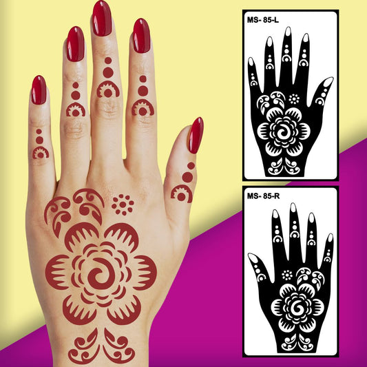 Bold Petal Flower Mehndi Stencil Design With Artistic Finger Elements | Easy to Apply & Perfect for All Occasions
