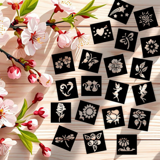 Cat, Rose, Flower and Multi Desisgns Small Stencil Sticker For Kids can decorate notebooks, drawings, or school projects with Stencil stickers