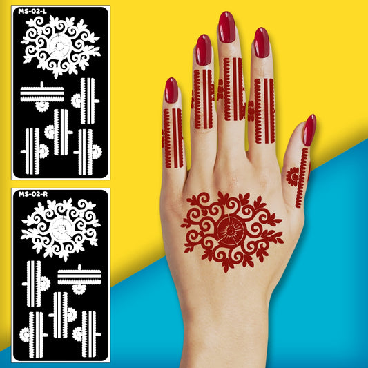 Easy-to-Use Henna Stencil Mehndi Design for Girls and Women One Set For Each Hand