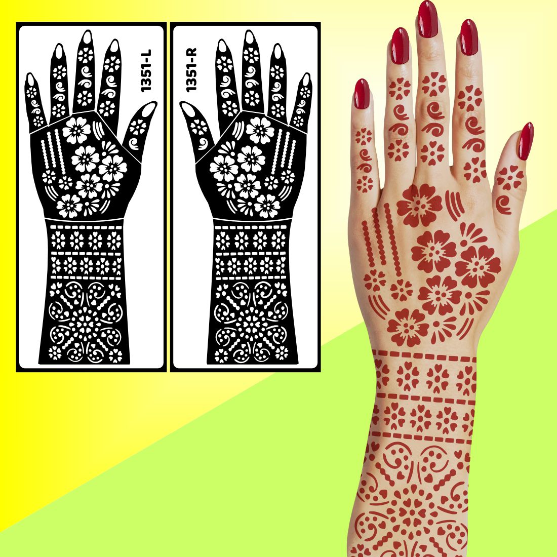 Intricate Design Bridal Mehndi Stencil Sticker For Wedding Functions Easy To Use With Instant Beautiful Design