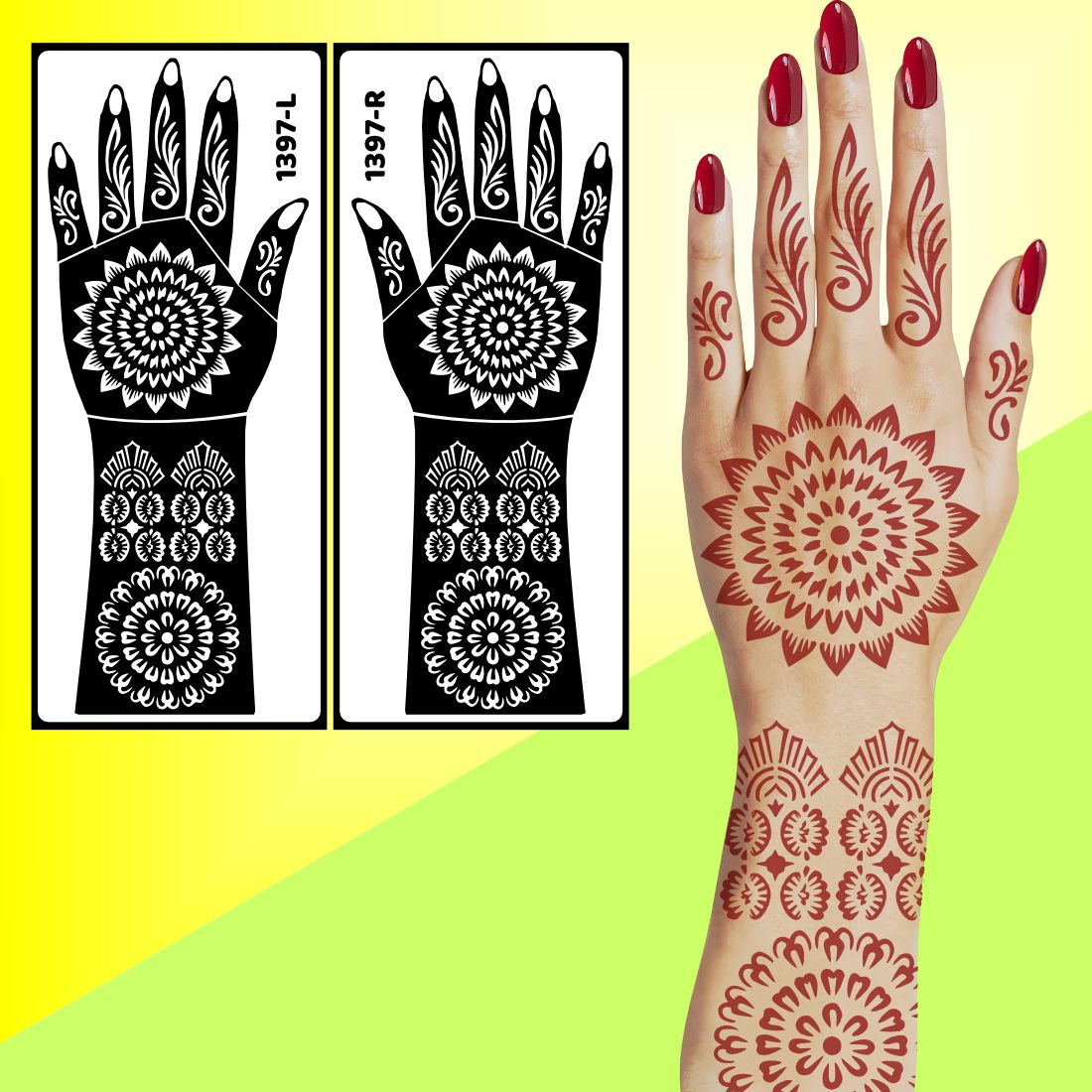 Premium Bridal Mehndi Stencil Sticker With Henna-Inspired Easy To Use With Instant Beautiful Design