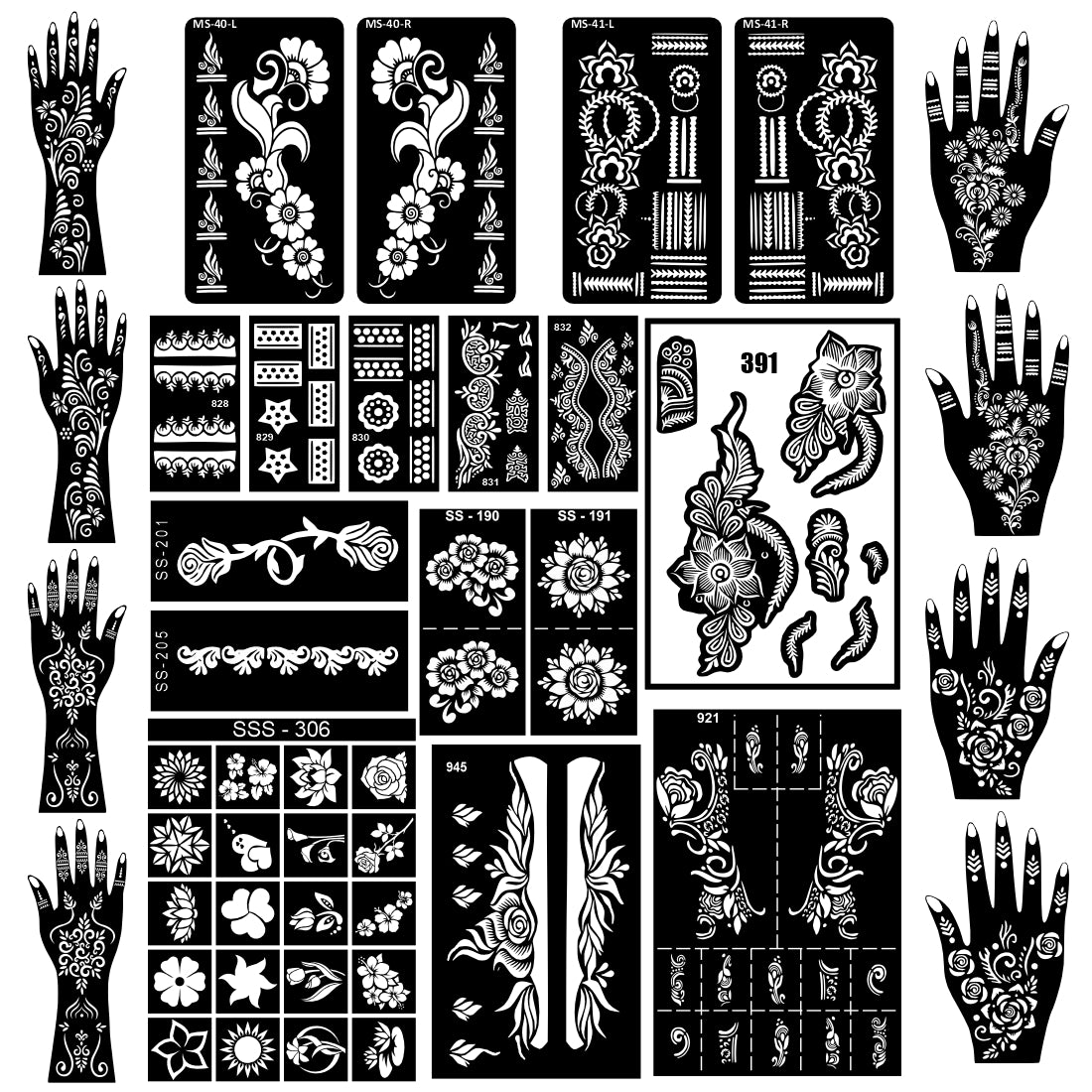 Beautiful Combo Mehndi Stencil Sticker With Special Occasion For Women & Girls