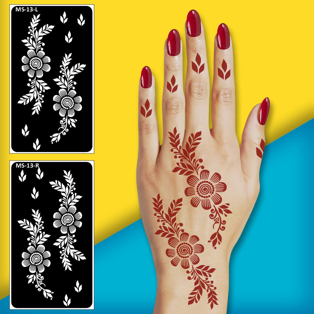 Circle Flower Creative Mehndi Sticker for Girls Stencil Mehndi Sticker One Set For Each Hand