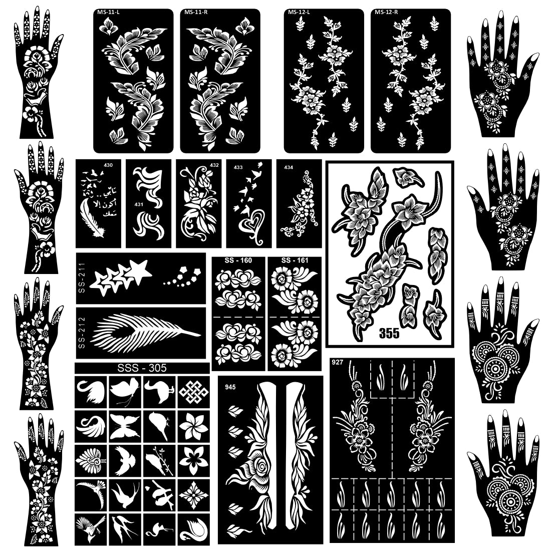 Beautiful Combo Mehndi Stencil Sticker With Beautiful Indian & Arabic Patterns