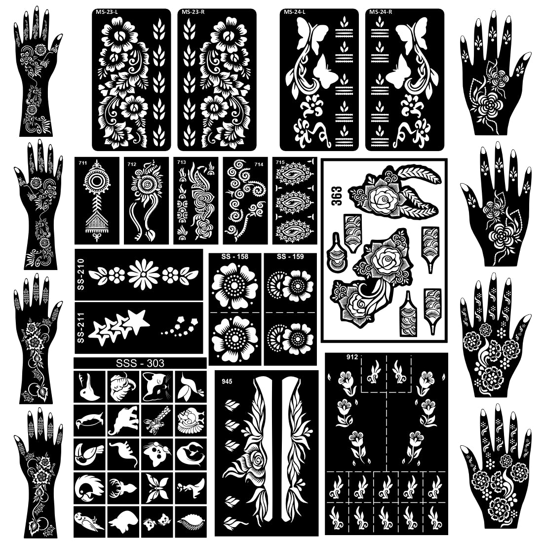 Beautiful Combo Mehndi Stencil Sticker With Clean Results For Weddings