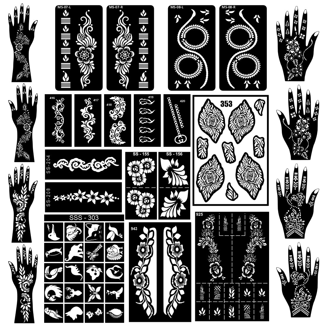 Beautiful Combo Mehndi Stencil Sticker With Cultural Patterns For Beginners