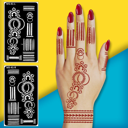 Easy Henna Design Sticker With Floral Stencil Mehndi Sticker One Set For Each Hand