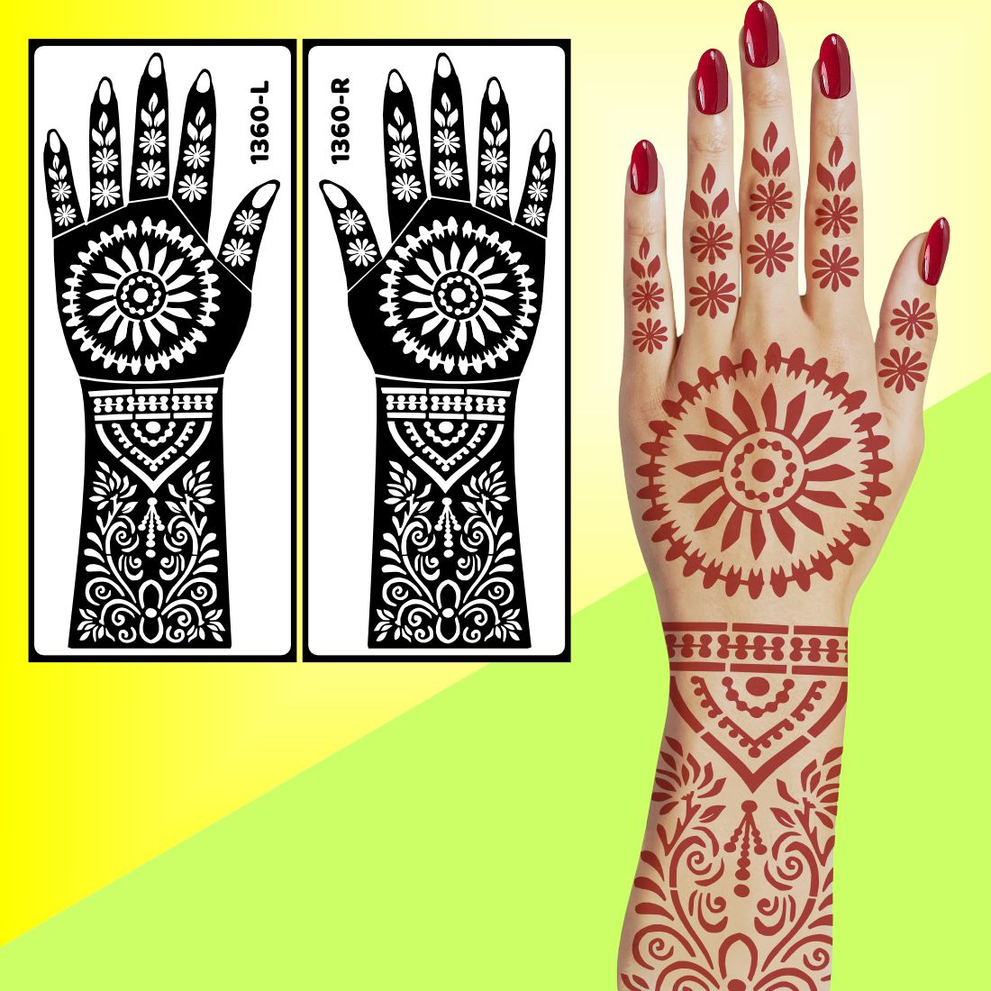 Mandala And Paisley Mix Bridal Mehndi Stencil Sticker For Festive Events  Easy To Use With Instant Beautiful Design