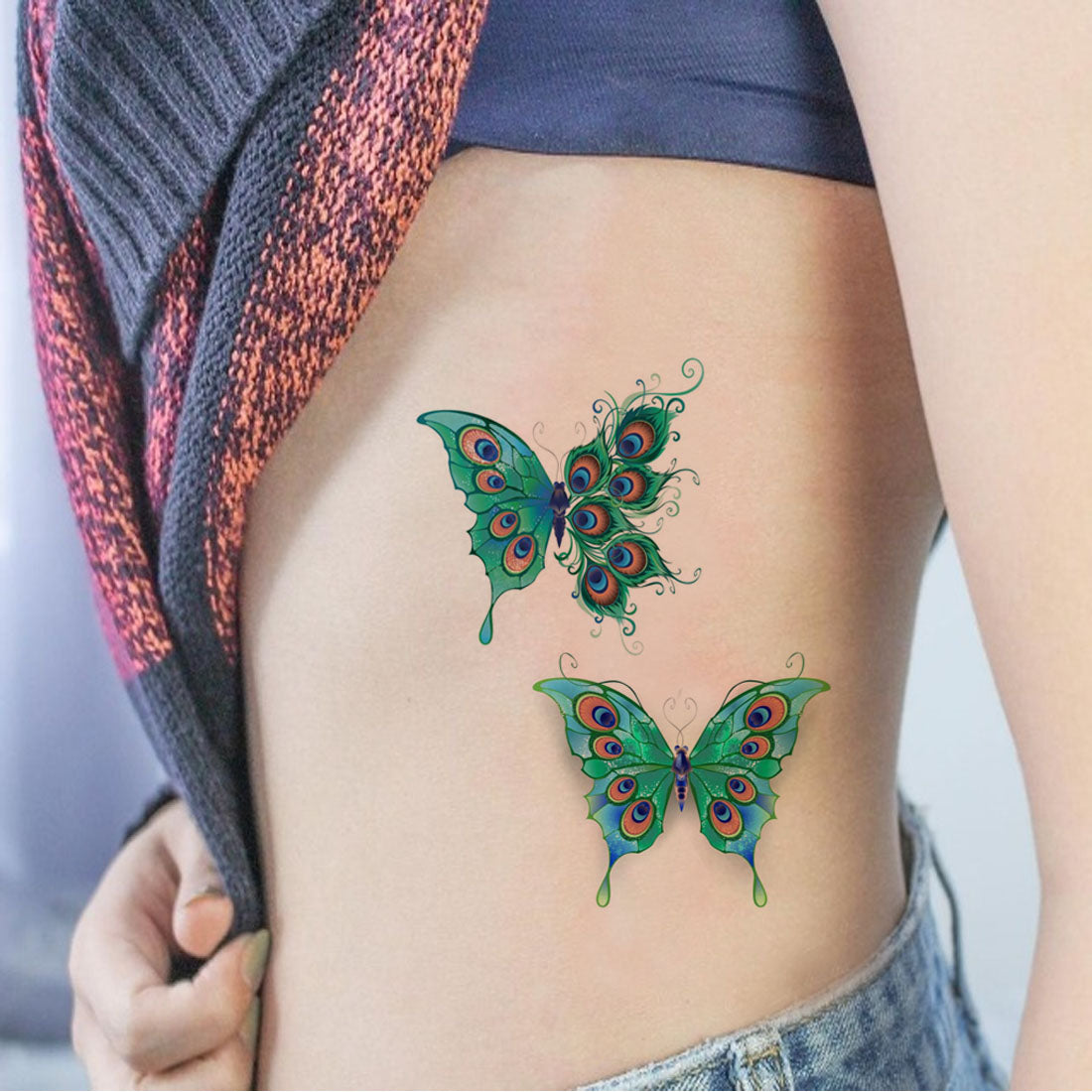 Temporary Tattoowala Beautiful Butterfly 2 Design Colourful Temporary Tattoo for Men and Women Waterproof Sticker
