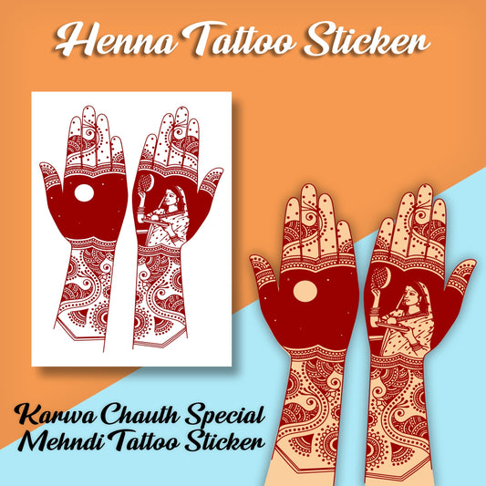 Karwa Chauth Special Henna Mehndi Tattoo Sticker For Girls And Women Temporary Mehndi Tattoo Sticker
