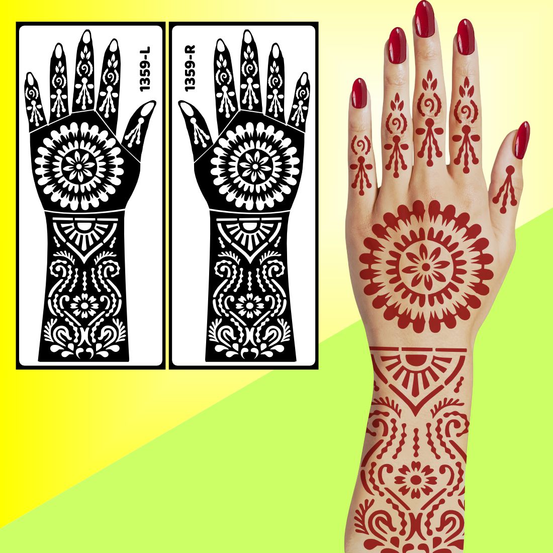 Premium Bridal Mehndi Stencil Sticker With Henna-Inspired Easy To Use With Instant Beautiful Design
