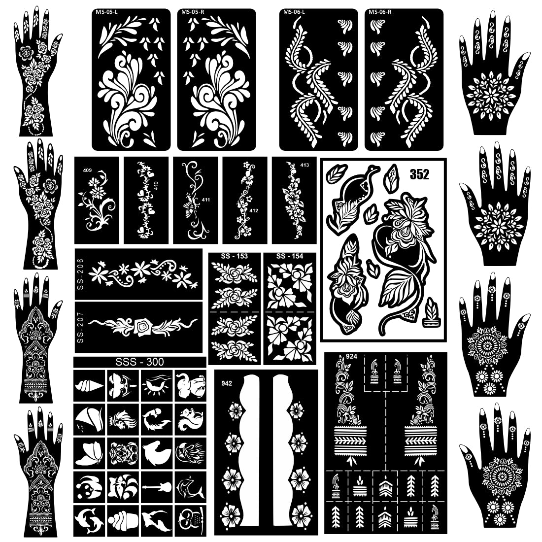 Beautiful Combo Mehndi Stencil Sticker With Simple Design For Party Looks
