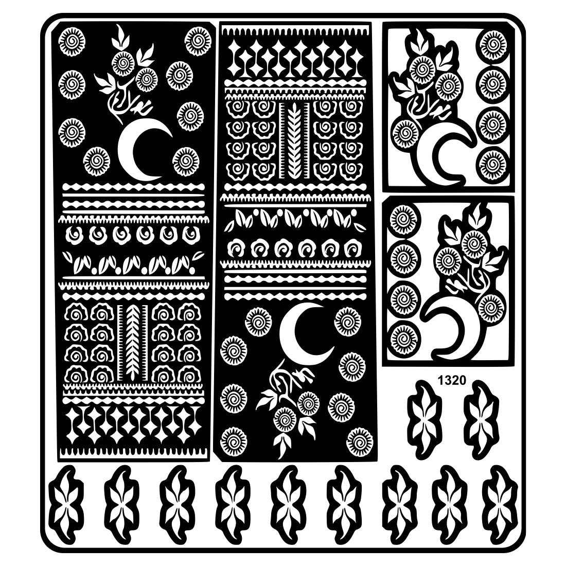 Flowers And Leaf Mehndi Stencil Sticker With Traditional Patterns And Girls & Women