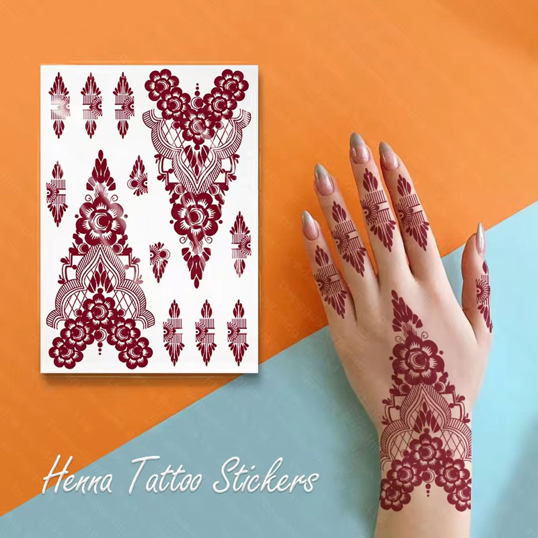 Rose Flower Henna Mehndi Temporary Tattoo Sticker For Girls & Women Temporary Mehndi Tattoo Sticker