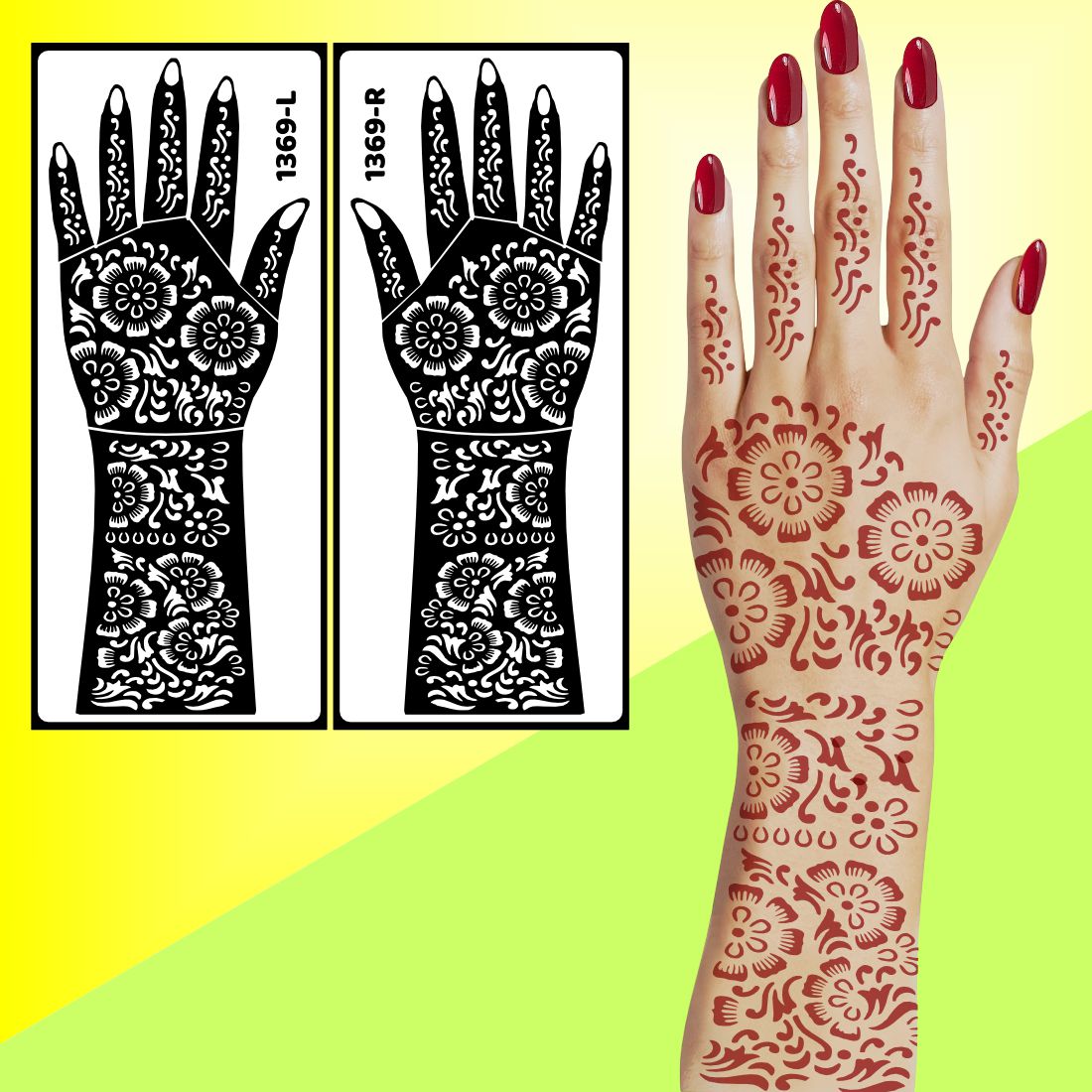 Royal Couple Wedding Bridal Mehndi Stencil Sticker For Traditional Looks Easy To Use With Instant Beautiful Design