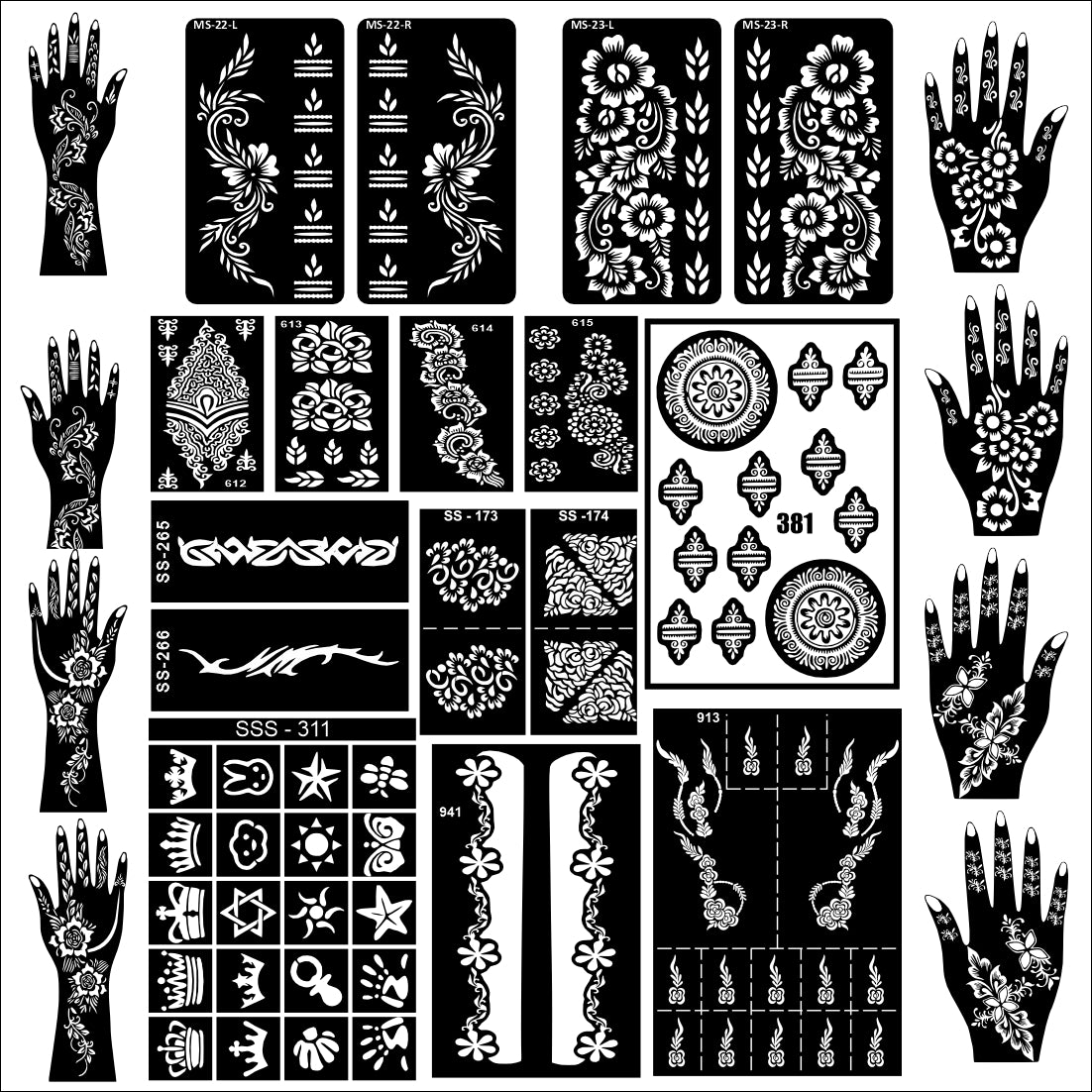 Beautiful Combo Mehndi Stencil Sticker With Smooth Design For Special Events