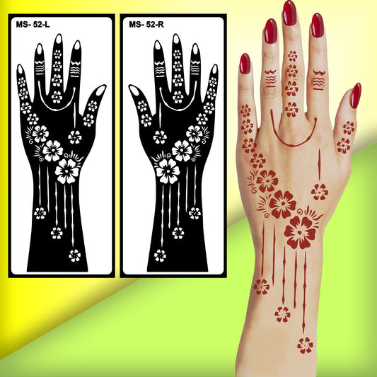 Quick Use Mehndi Stencil Sticker for Instant Mehndi Look at Home Peel And Stick Stencil Mehndi Sticker For Women, Girls And Teen-age