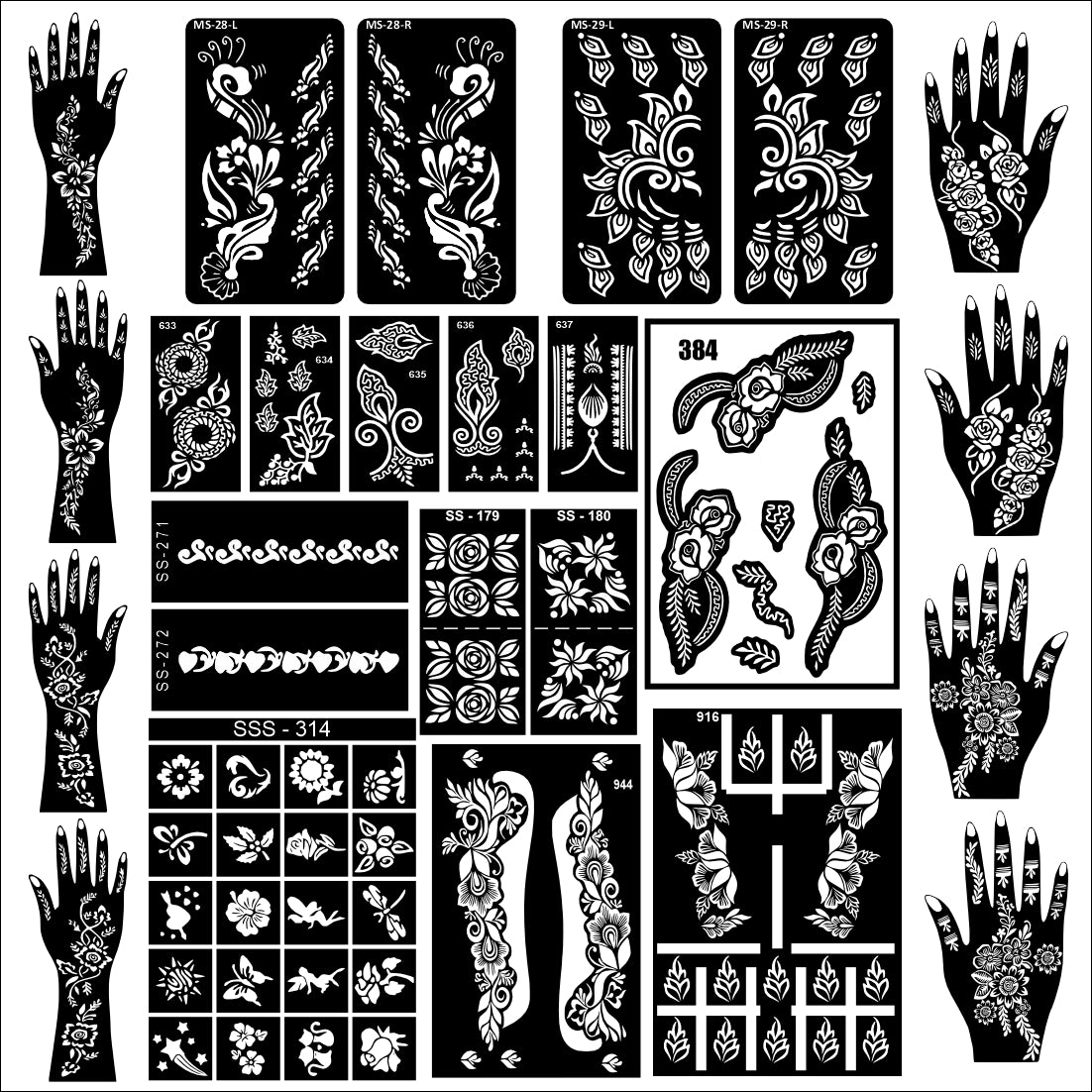 Beautiful Combo Mehndi Stencil Sticker For Every Type Female