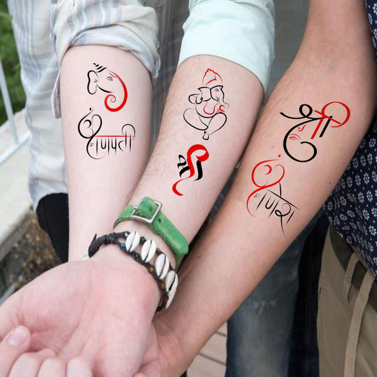 Temporary Tattoowala God Ganesh Ji 9 in 1 Temporary Tattoo for Men and Women Waterproof Sticker