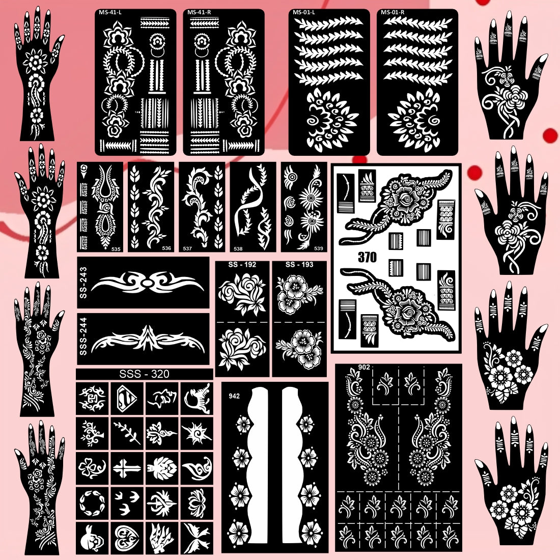Beautiful Combo Mehndi Stencil Sticker With Elegant Design For Both Hand