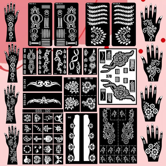 Beautiful Combo Mehndi Stencil Sticker With Elegant Design For Both Hand