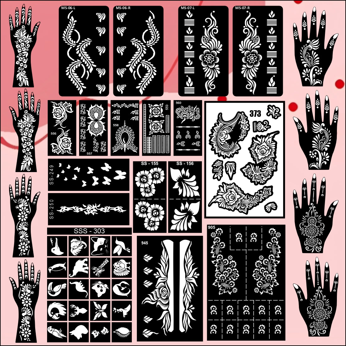 Beautiful Combo Mehndi Stencil Sticker With Modern Patterns For All Events