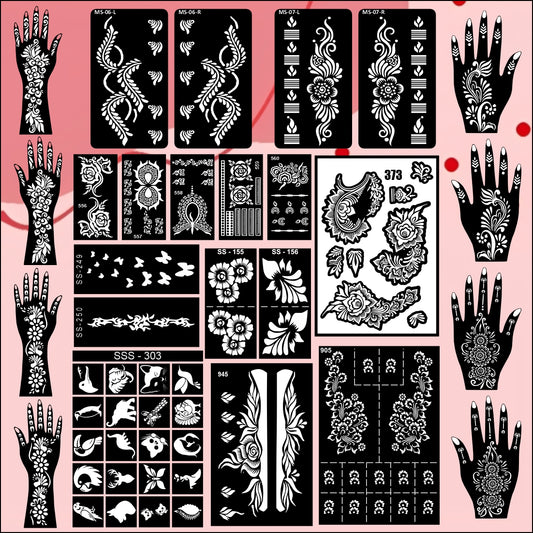 Beautiful Combo Mehndi Stencil Sticker With Modern Patterns For All Events