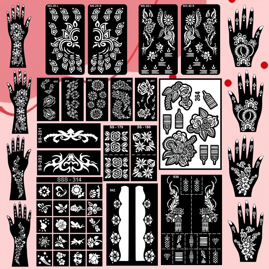 Beautiful Combo Mehndi Stencil Sticker With Easy Patterns For Wedding Look