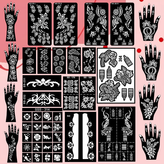 Beautiful Combo Mehndi Stencil Sticker With Easy Patterns For Wedding Look