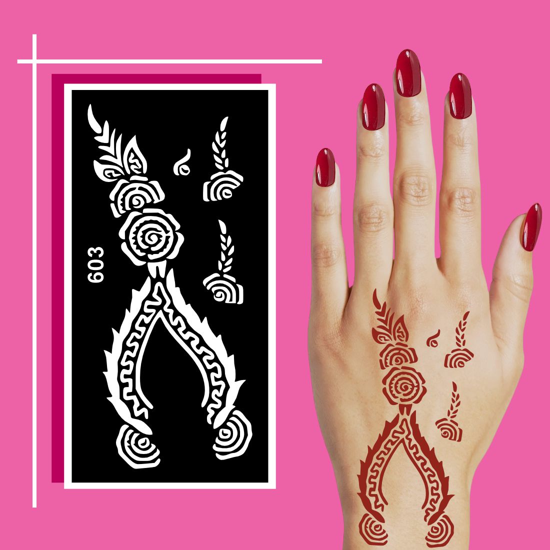 Ready-To-Use Mehndi Drawing Sticker for Children Interested in Indian Hand Art