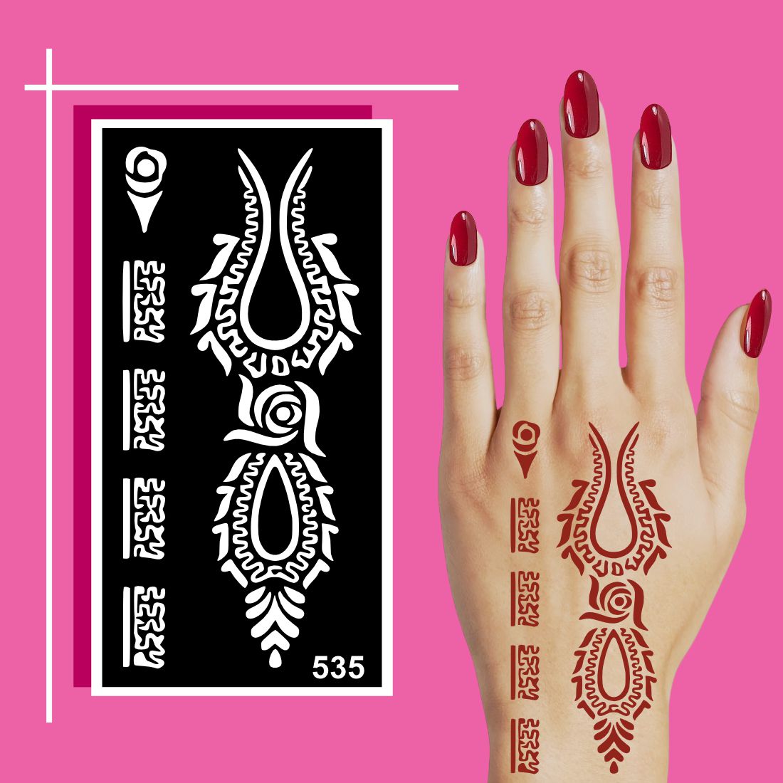 Smooth Finish Mehndi Stencil Templates for Hands with Floral and Geometric Styles