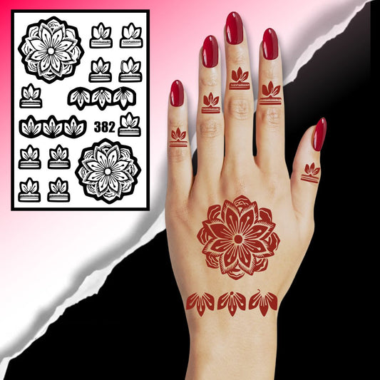 Reusable Rose & Leaf Mehndi Stencil For Full-Hand & Finger Henna Art