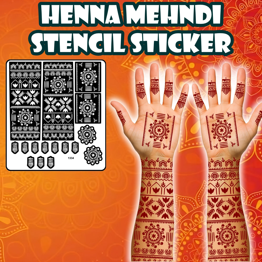 Mandala And Floral Mehndi Stencil Sticker With Traditional Patterns For Hands And Fingers