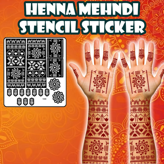 Mandala And Floral Mehndi Stencil Sticker With Traditional Patterns For Hands And Fingers