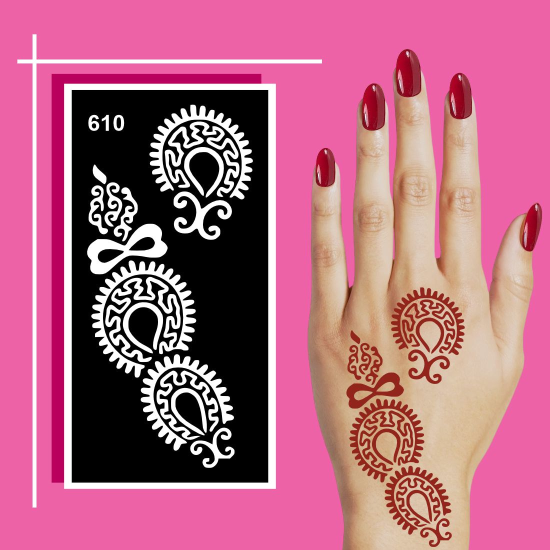Simple Floral Mehndi Stencil for Kids to Learn and Draw with Fun
