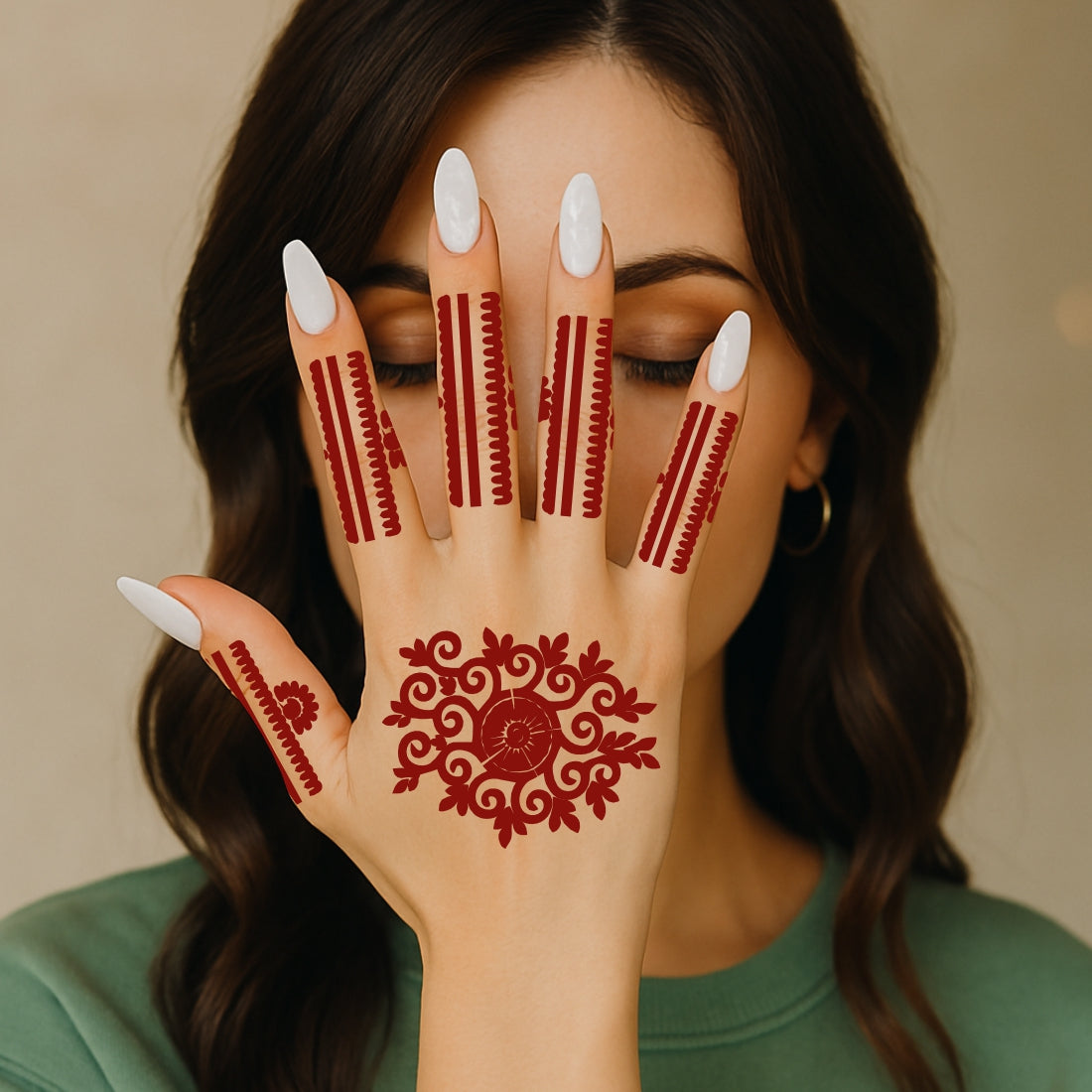 Easy-to-Use Henna Stencil Mehndi Design for Girls and Women One Set For Each Hand