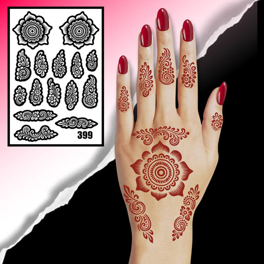 Elegant Henna Stencil Flowers And Leaves For Beautiful Hand Artwork