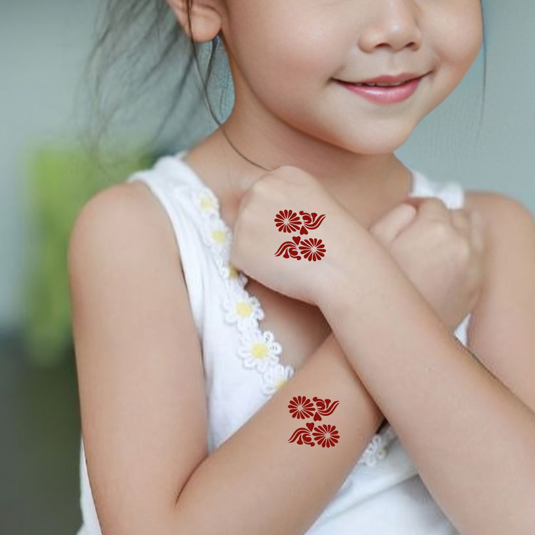 Flower Design Small Mehndi Stencil Sticker For Kids Boys And Girls Stencil Sticker