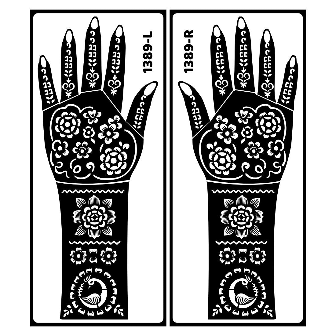 Traditional Full Hand Bridal Mehndi Stencil Sticker With Floral And Leaf Patterns Easy To Use With Instant Beautiful Design