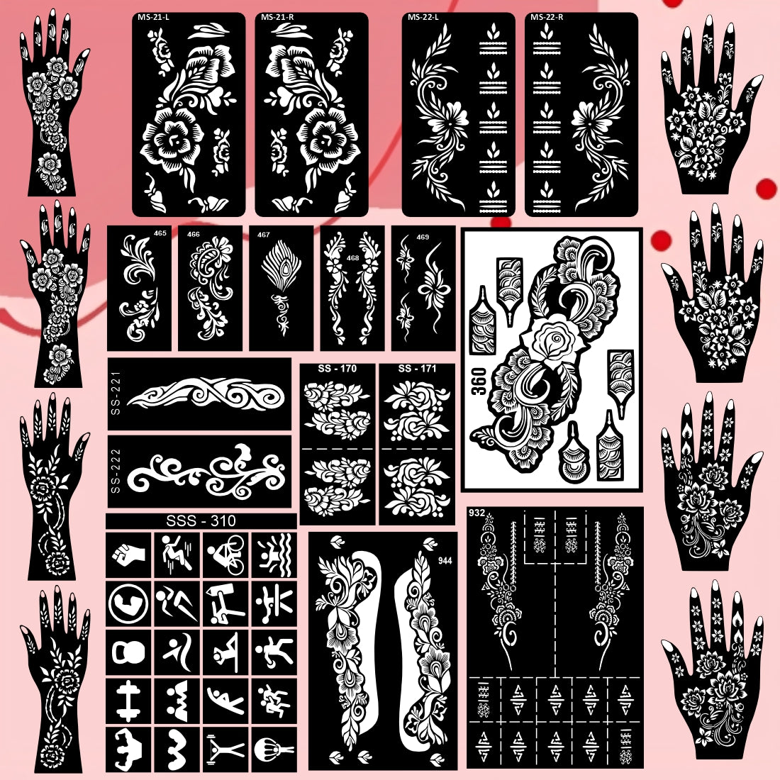 Beautiful Combo Mehndi Stencil Sticker For Traditional & Modern Looks