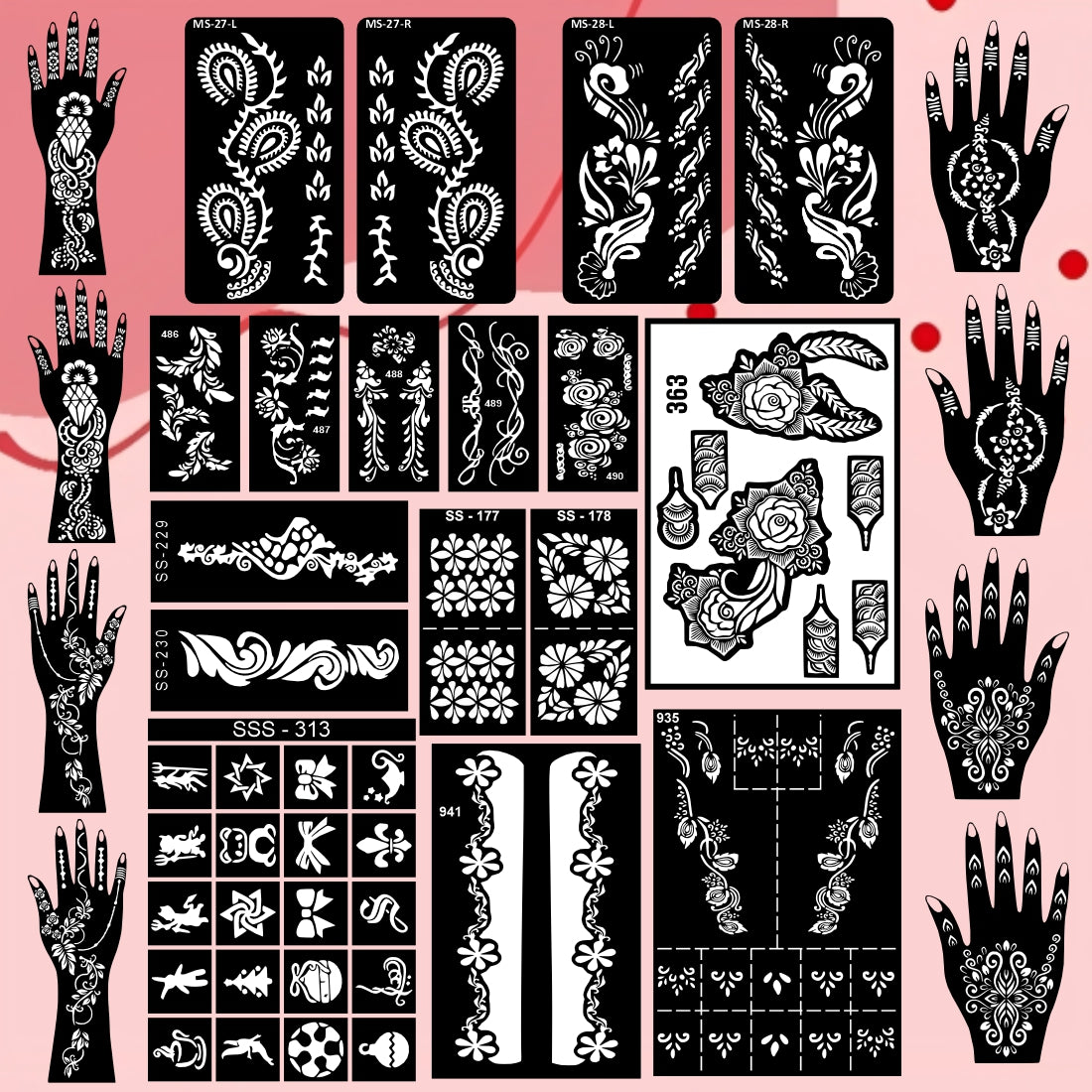 Beautiful Combo Mehndi Stencil Sticker With Unique Artistic Patterns