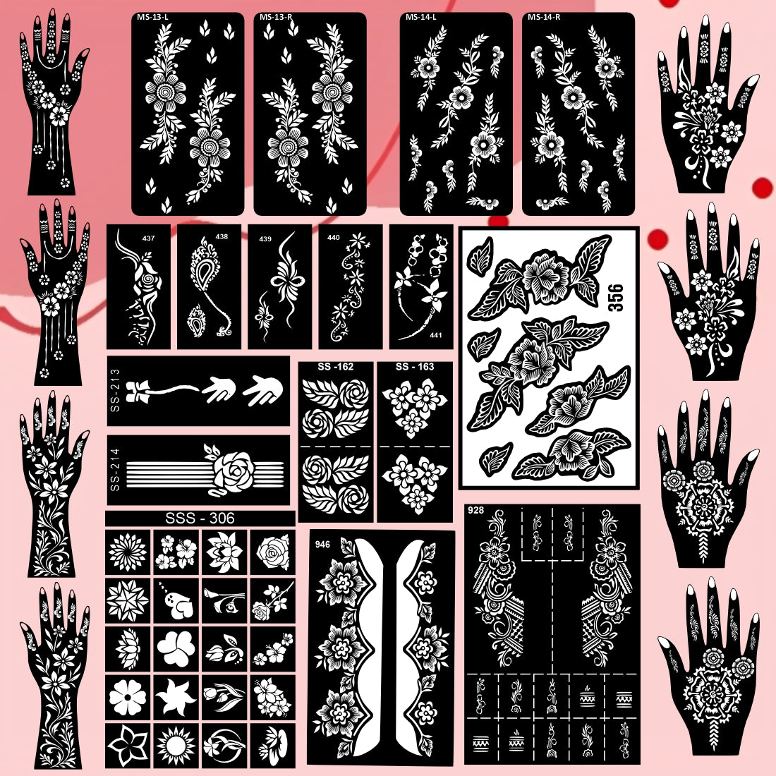 Beautiful Combo Mehndi Stencil Sticker With Floral Patterns For All Occasions