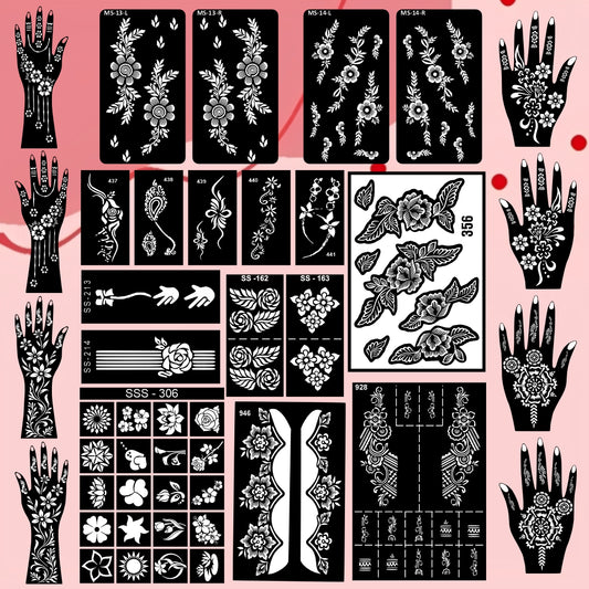 Beautiful Combo Mehndi Stencil Sticker With Floral Patterns For All Occasions