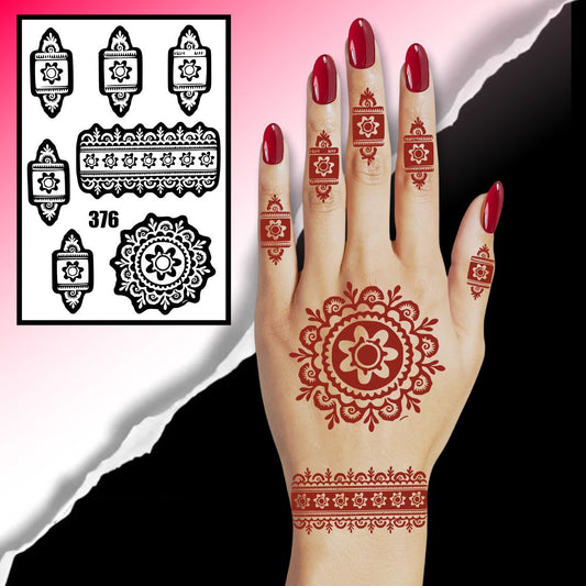 Artistic Mehndi Stencil With Large Round Designs & Intricate Paisley Side